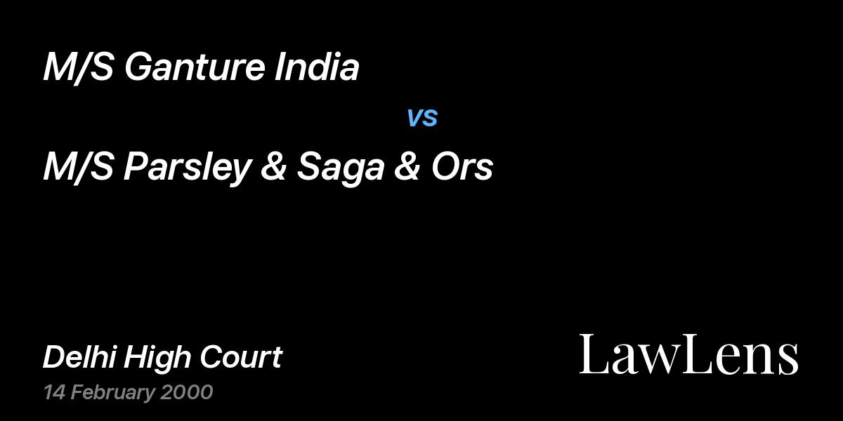 Preview image for M/S Ganture India vs. M/S Parsley & Saga & Ors