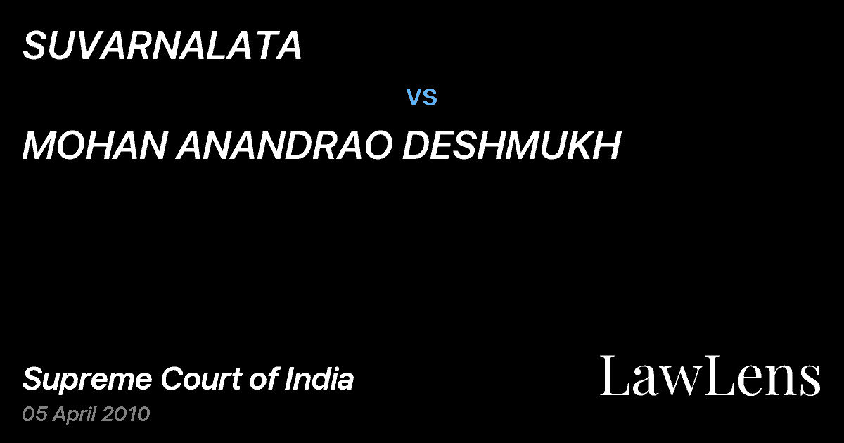 Preview image for SUVARNALATA vs. MOHAN ANANDRAO DESHMUKH