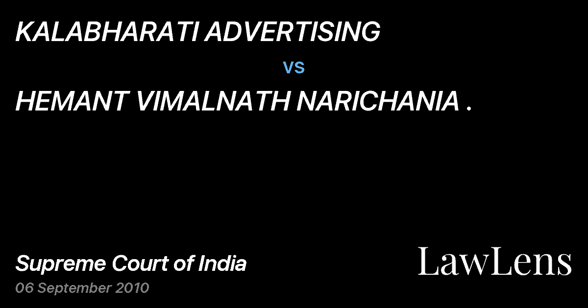 Preview image for KALABHARATI ADVERTISING vs. HEMANT VIMALNATH NARICHANIA .