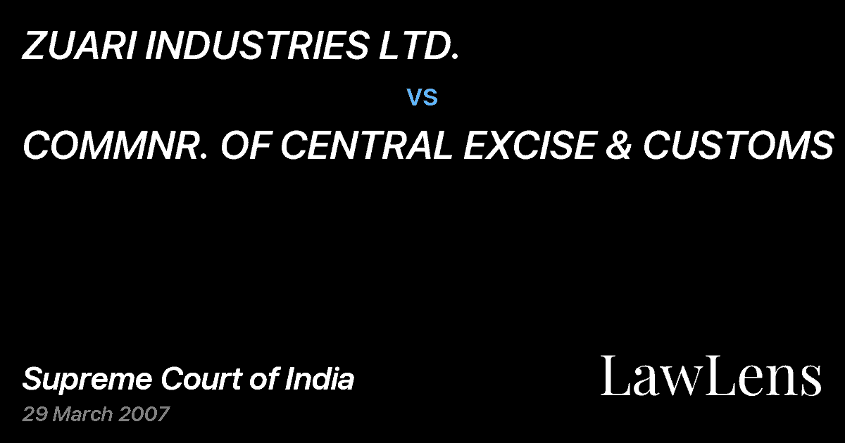 Preview image for ZUARI INDUSTRIES LTD. vs. COMMNR. OF CENTRAL EXCISE & CUSTOMS