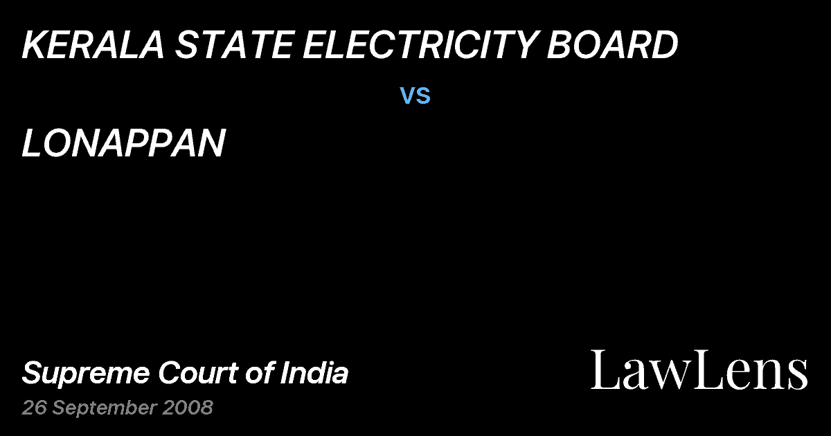 Preview image for KERALA STATE ELECTRICITY BOARD vs. LONAPPAN