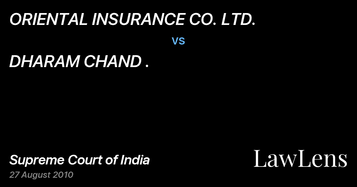 Preview image for ORIENTAL INSURANCE CO. LTD. vs. DHARAM CHAND .