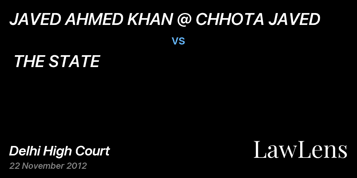 Preview image for JAVED AHMED KHAN @ CHHOTA JAVED          vs.  THE STATE     
