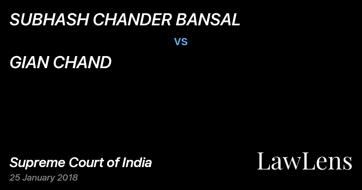 Preview image for SUBHASH CHANDER BANSAL vs. GIAN CHAND