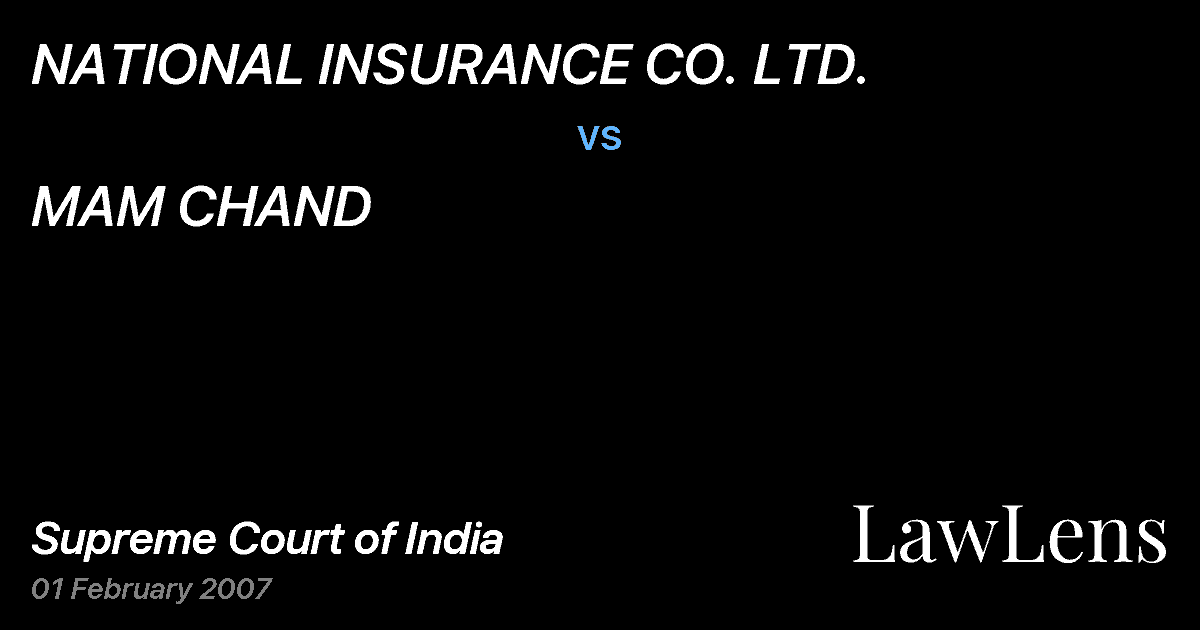 Preview image for NATIONAL INSURANCE CO. LTD. vs. MAM CHAND
