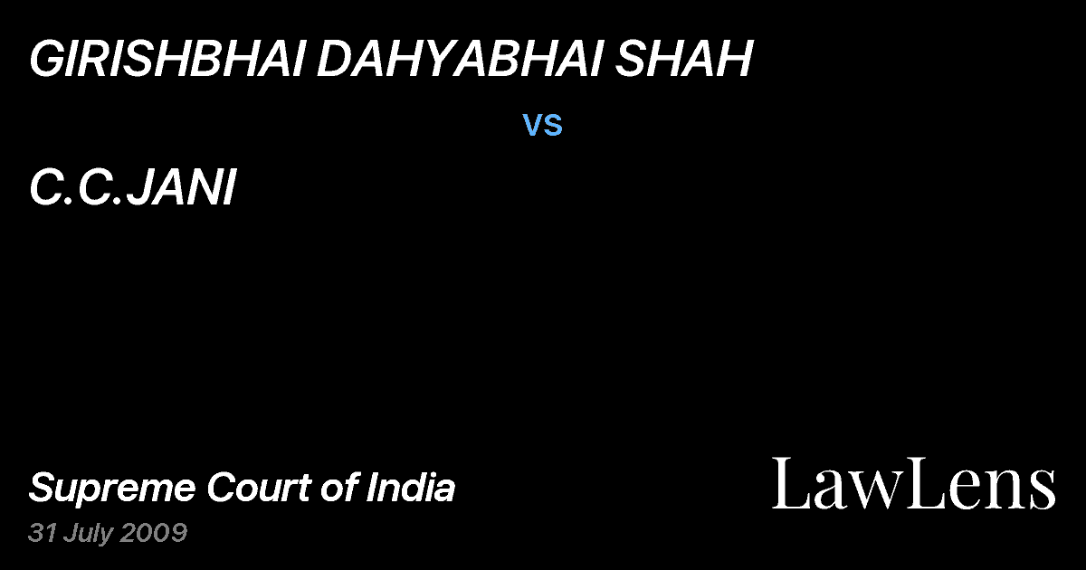 Preview image for GIRISHBHAI DAHYABHAI SHAH vs. C.C.JANI