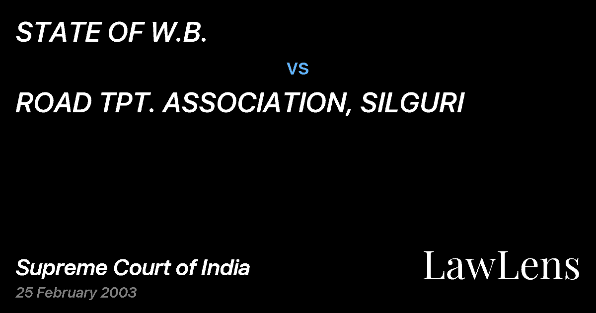 Preview image for STATE OF W.B. vs. ROAD TPT. ASSOCIATION, SILGURI
