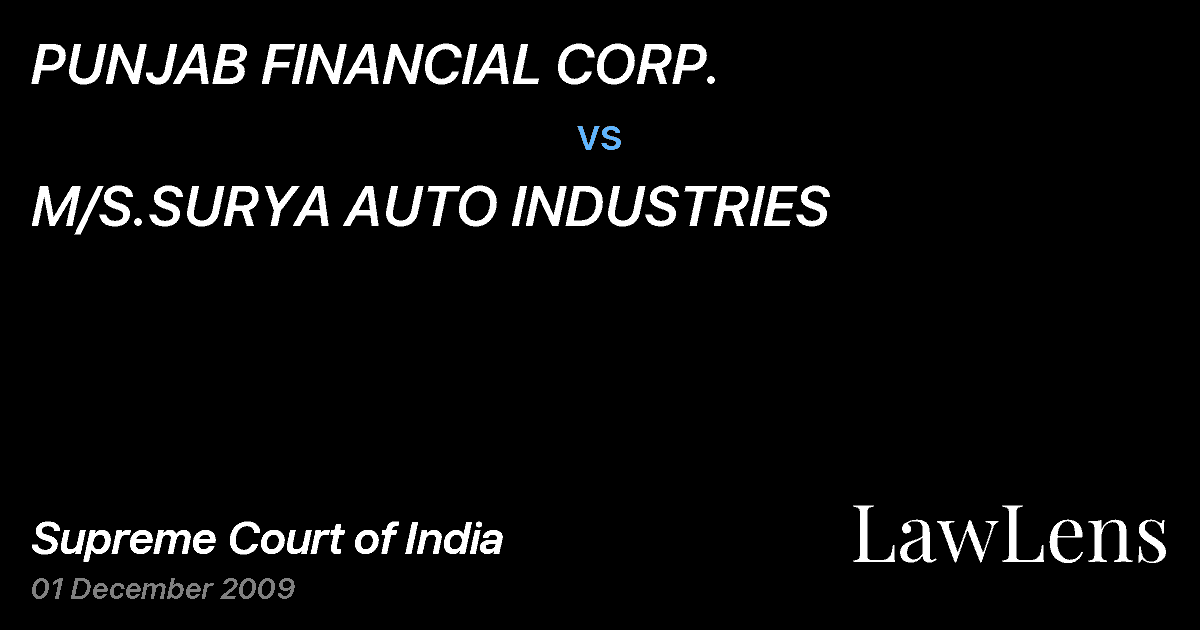Preview image for PUNJAB FINANCIAL CORP. vs. M/S.SURYA AUTO INDUSTRIES