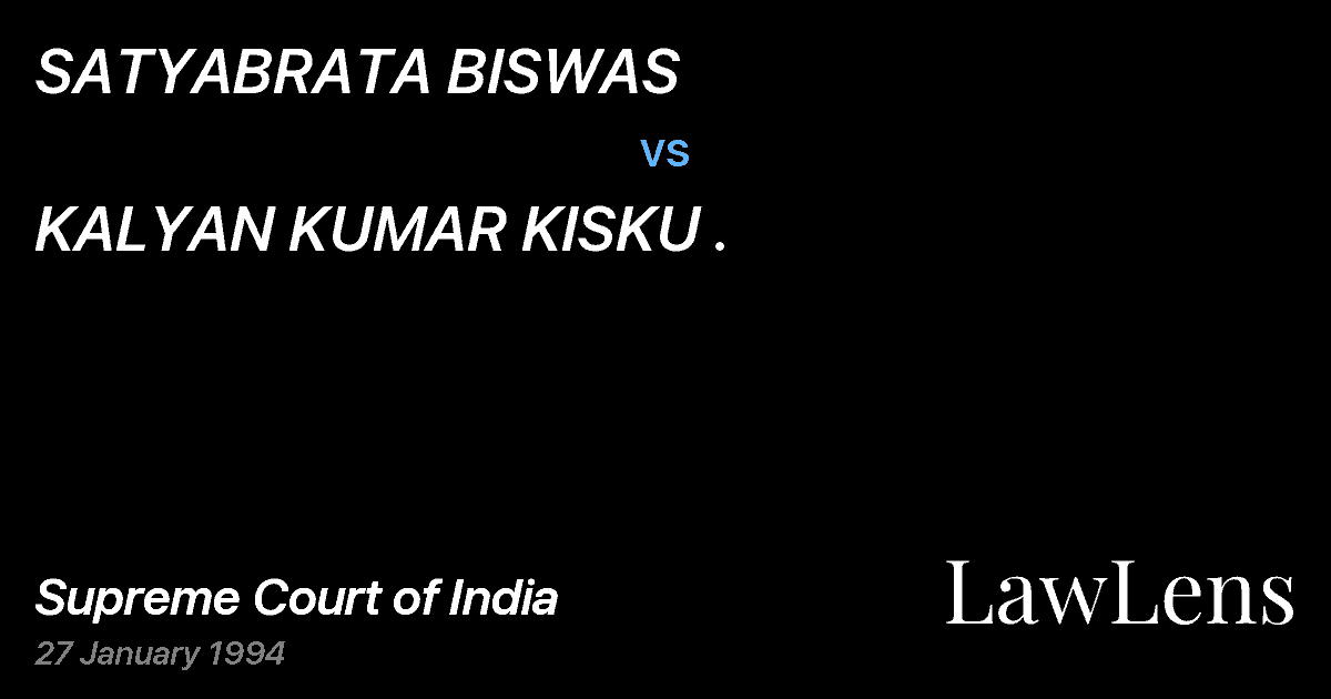 Preview image for SATYABRATA BISWAS vs. KALYAN KUMAR KISKU .
