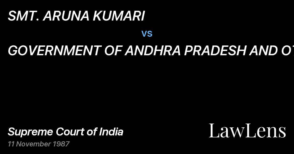 Preview image for SMT. ARUNA KUMARI vs. GOVERNMENT OF ANDHRA PRADESH AND OTHERS.