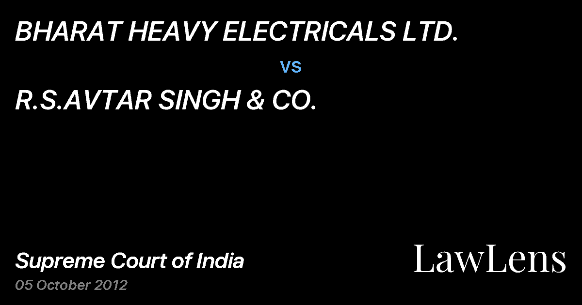 Preview image for BHARAT HEAVY ELECTRICALS LTD. vs. R.S.AVTAR SINGH & CO.