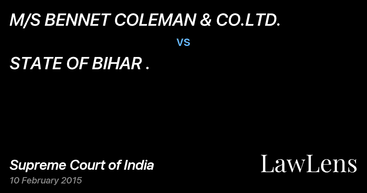 Preview image for M/S BENNET COLEMAN & CO.LTD. vs. STATE OF BIHAR .