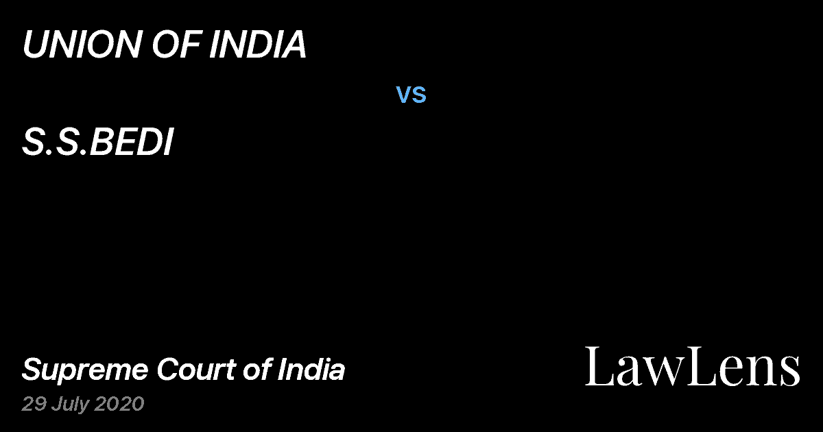 Preview image for UNION OF INDIA vs. S.S.BEDI