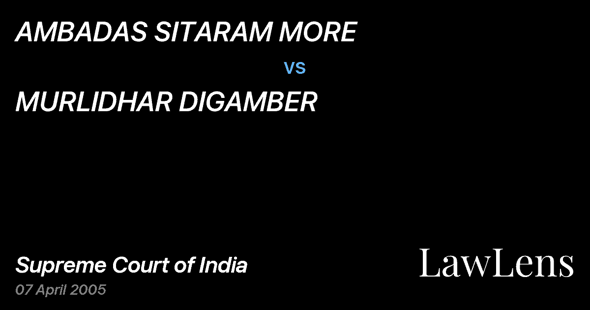 Preview image for AMBADAS SITARAM MORE vs. MURLIDHAR DIGAMBER