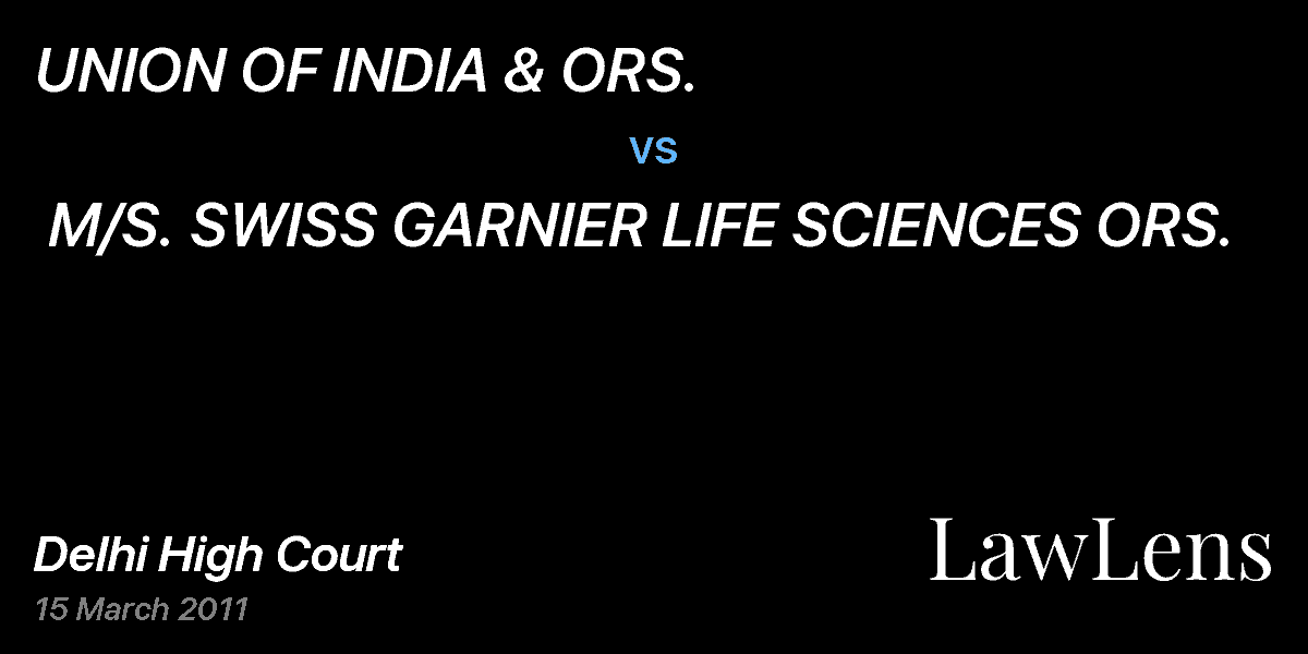 Preview image for UNION OF INDIA & ORS.  vs.  M/S. SWISS GARNIER LIFE SCIENCES ORS.