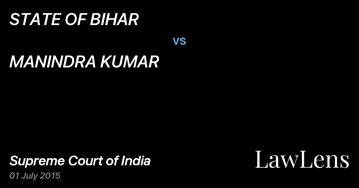 Preview image for STATE OF BIHAR vs. MANINDRA KUMAR