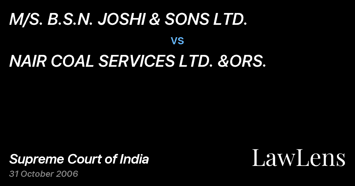 Preview image for M/S. B.S.N. JOSHI & SONS LTD. vs. NAIR COAL SERVICES LTD. &ORS.