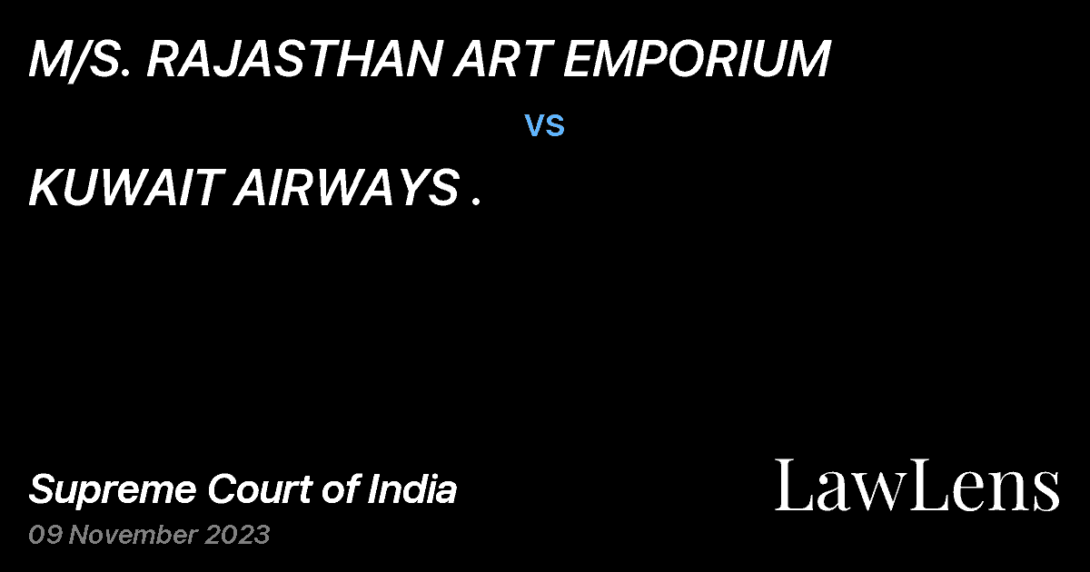 Preview image for M/S. RAJASTHAN ART EMPORIUM vs. KUWAIT AIRWAYS .