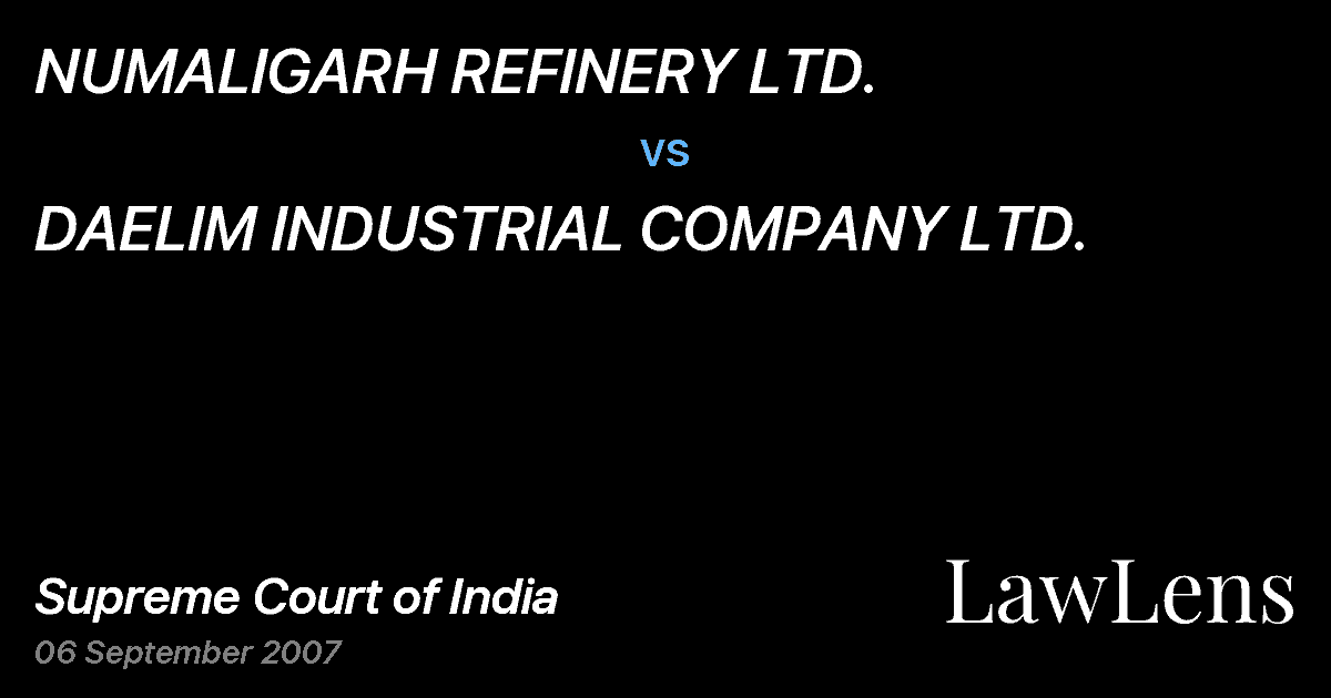 Preview image for NUMALIGARH REFINERY LTD. vs. DAELIM INDUSTRIAL COMPANY LTD.