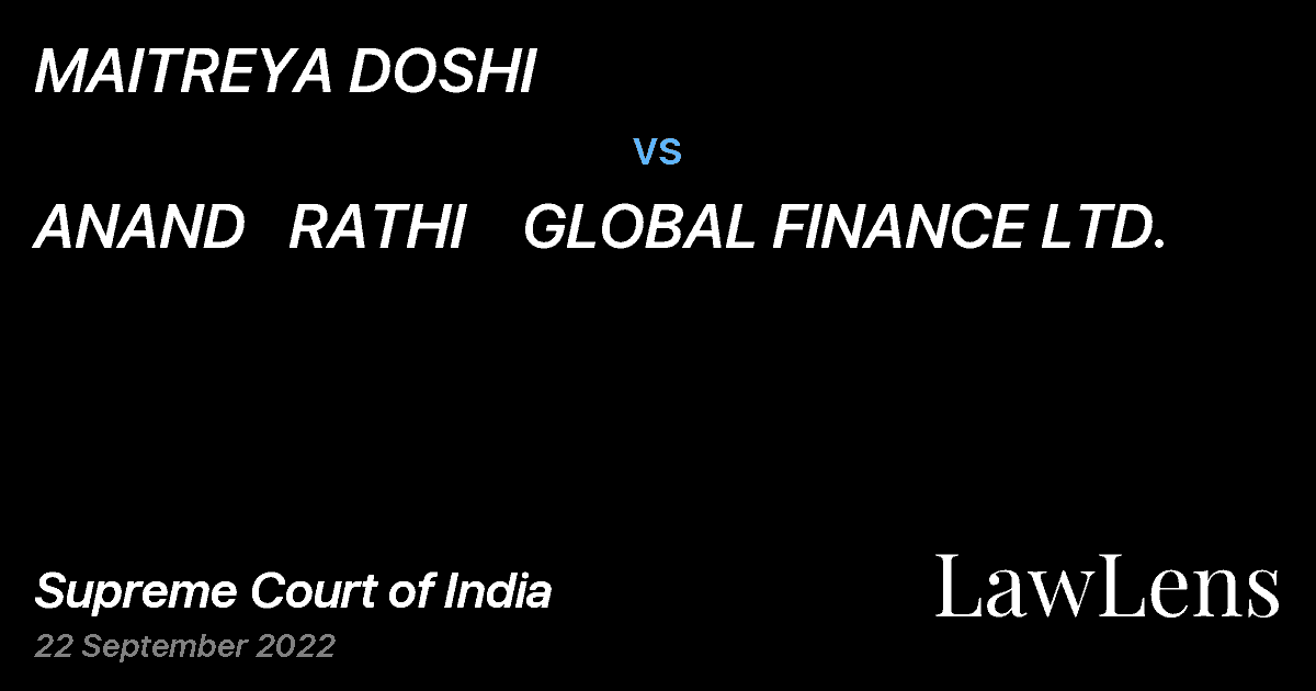 Preview image for MAITREYA DOSHI vs. ANAND   RATHI    GLOBAL FINANCE LTD.