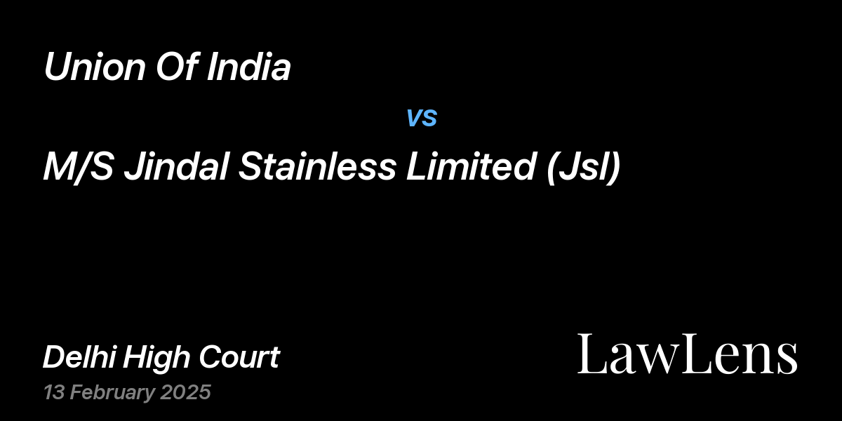 Preview image for Union Of India vs. M/S Jindal Stainless Limited (Jsl)