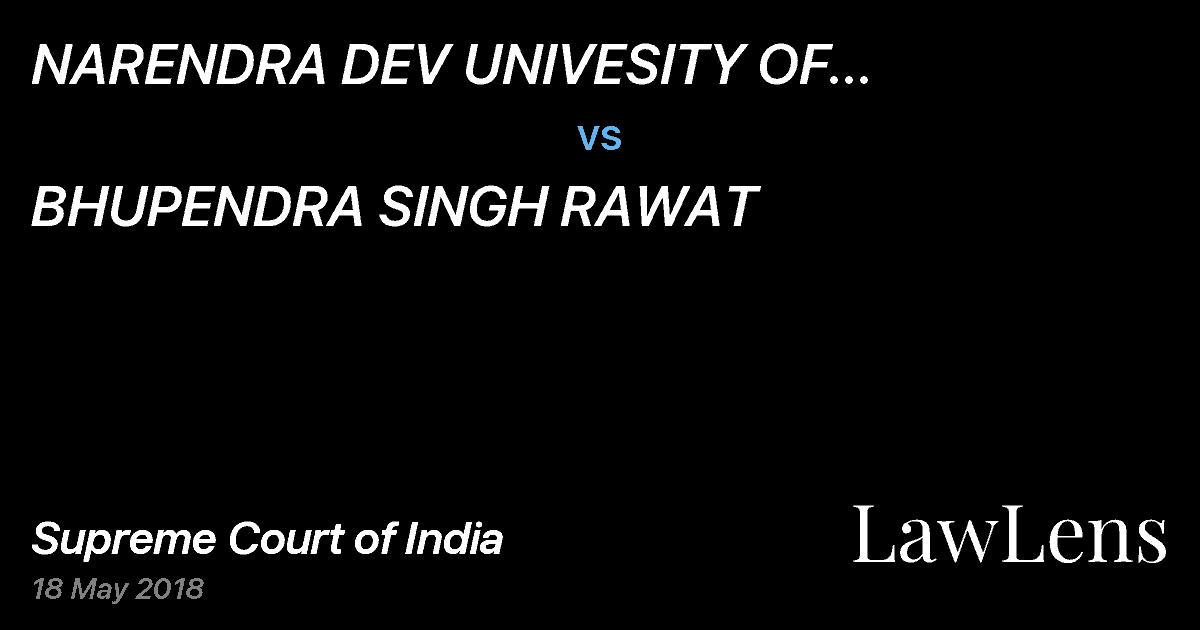 Preview image for NARENDRA DEV UNIVESITY OF AGRICULTURE AND TECHNOLOGY vs. BHUPENDRA SINGH RAWAT