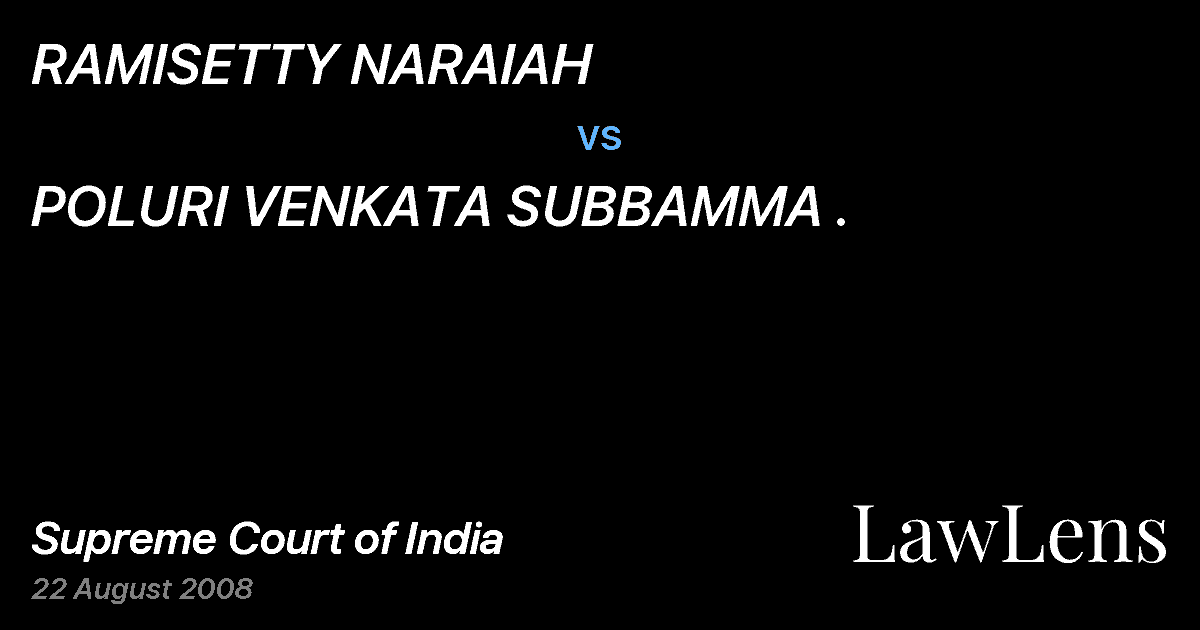 Preview image for RAMISETTY NARAIAH vs. POLURI VENKATA SUBBAMMA .