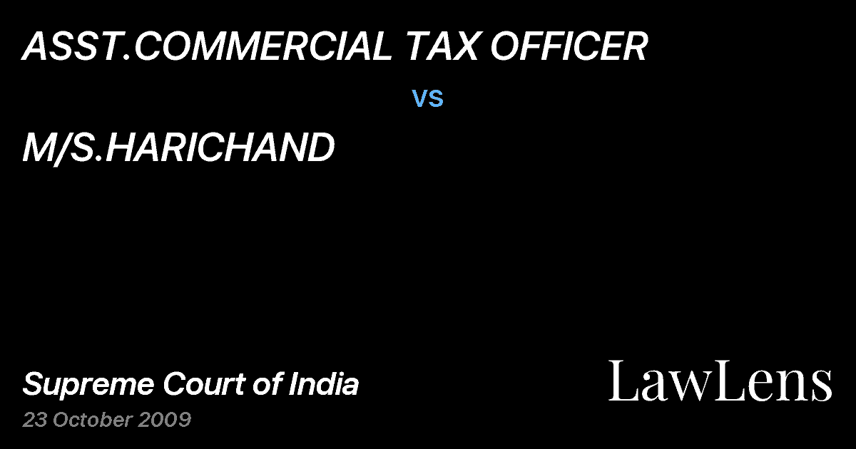 Preview image for ASST.COMMERCIAL TAX OFFICER vs. M/S.HARICHAND