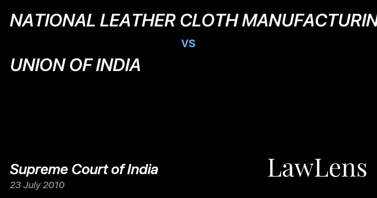 Preview image for NATIONAL LEATHER CLOTH MANUFACTURING CO. vs. UNION OF INDIA