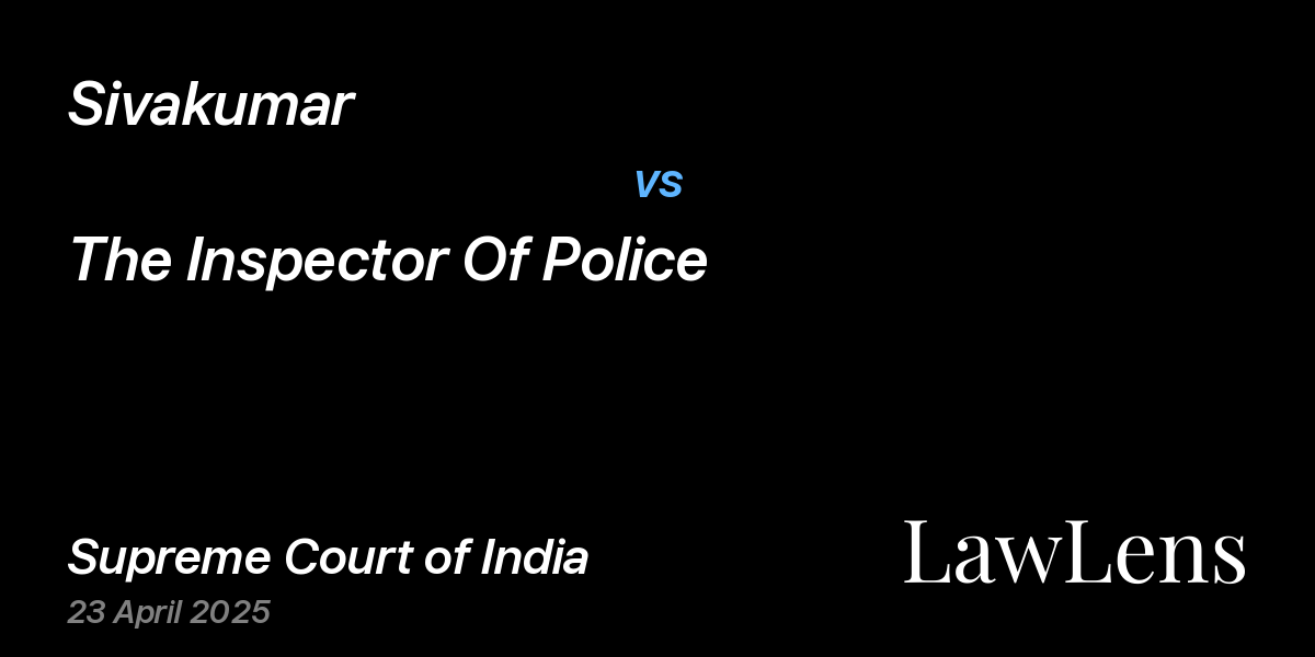 Preview image for Sivakumar vs. The Inspector Of Police