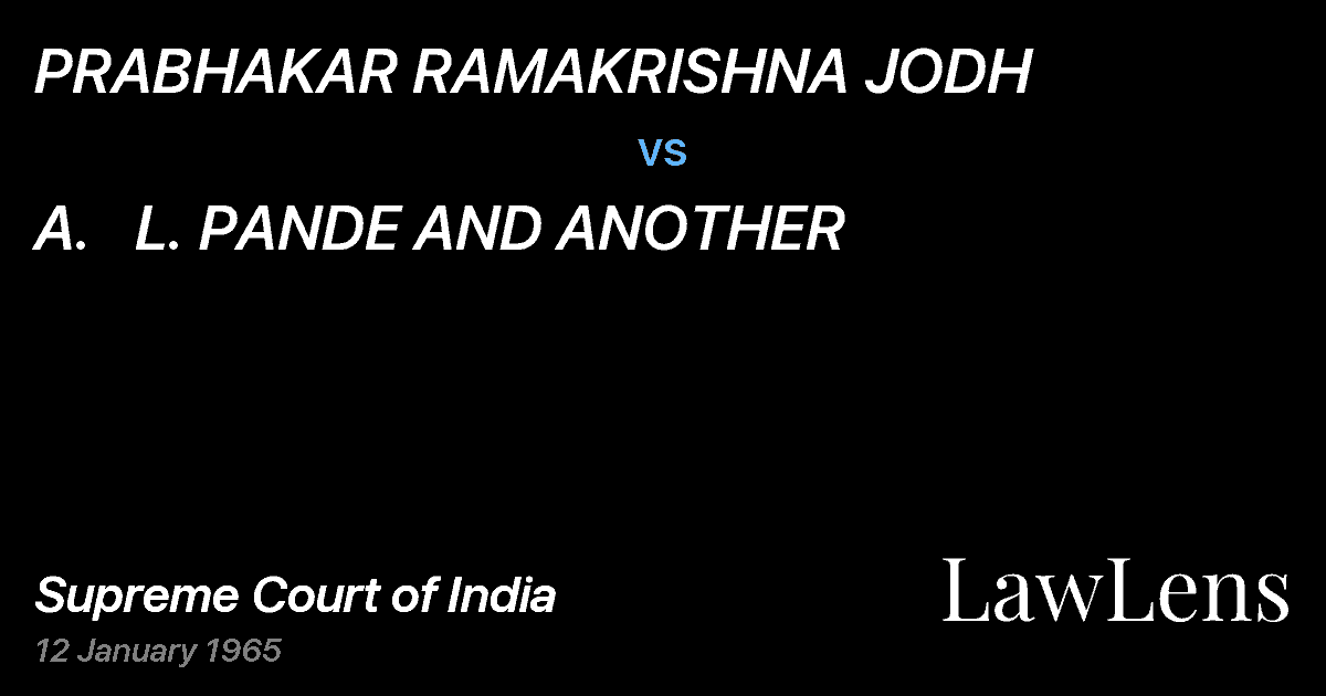 Preview image for PRABHAKAR RAMAKRISHNA JODH vs. A.   L. PANDE AND ANOTHER