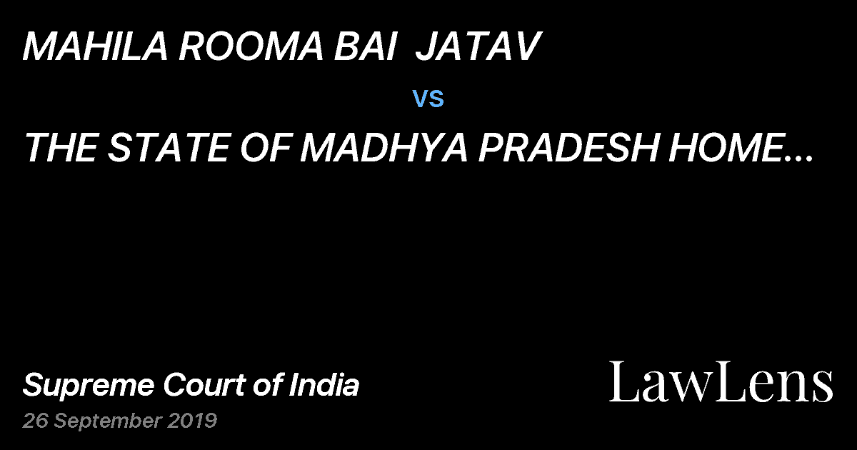Preview image for MAHILA ROOMA BAI  JATAV vs. THE STATE OF MADHYA PRADESH HOME DEPARTMENT