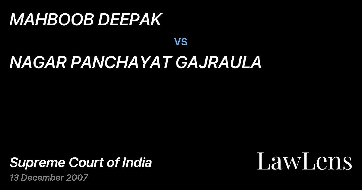 Preview image for MAHBOOB DEEPAK vs. NAGAR PANCHAYAT GAJRAULA