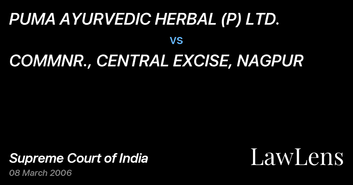 Preview image for PUMA AYURVEDIC HERBAL (P) LTD. vs. COMMNR., CENTRAL EXCISE, NAGPUR