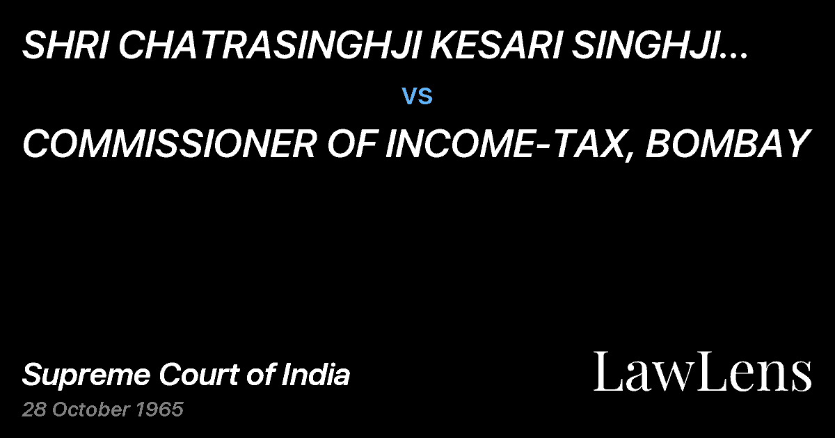 Preview image for SHRI CHATRASINGHJI KESARI SINGHJI THAKORE vs. COMMISSIONER OF INCOME-TAX, BOMBAY