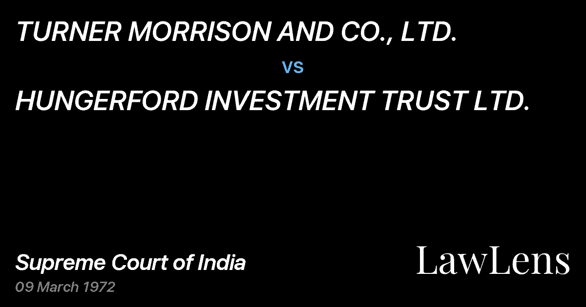 Preview image for TURNER MORRISON AND CO., LTD. vs. HUNGERFORD INVESTMENT TRUST LTD.
