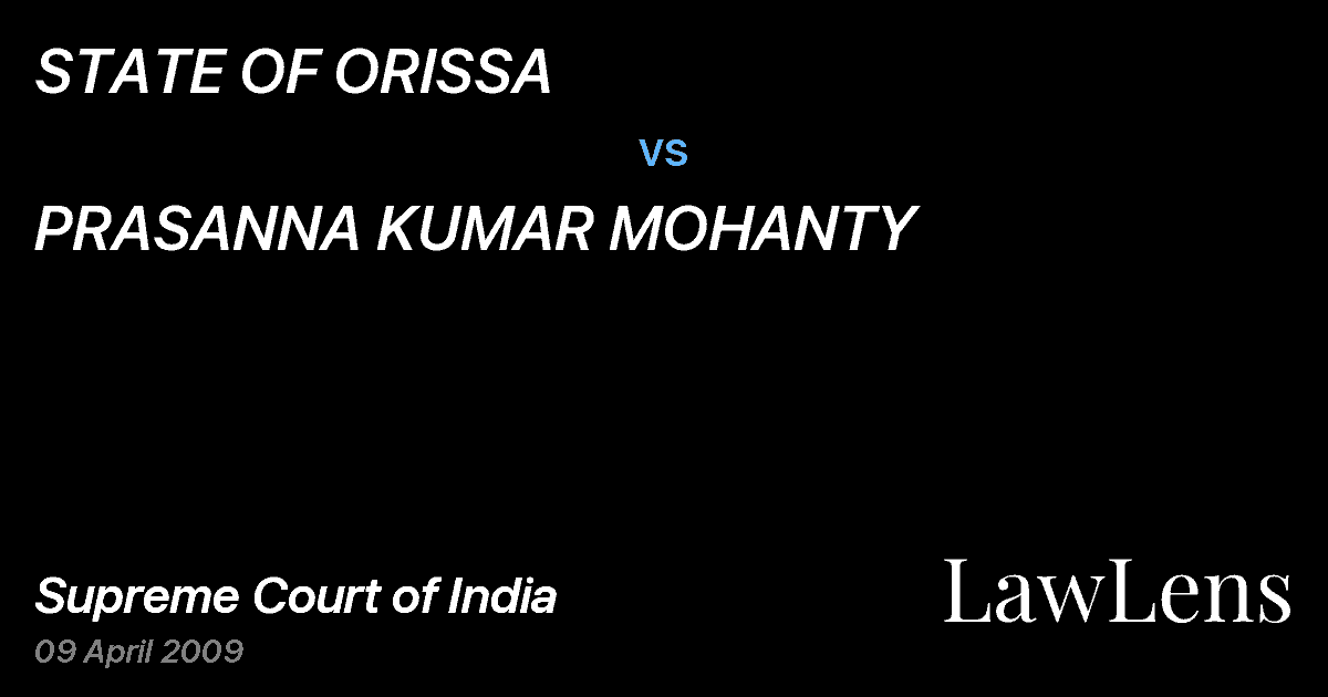 Preview image for STATE OF ORISSA vs. PRASANNA KUMAR MOHANTY