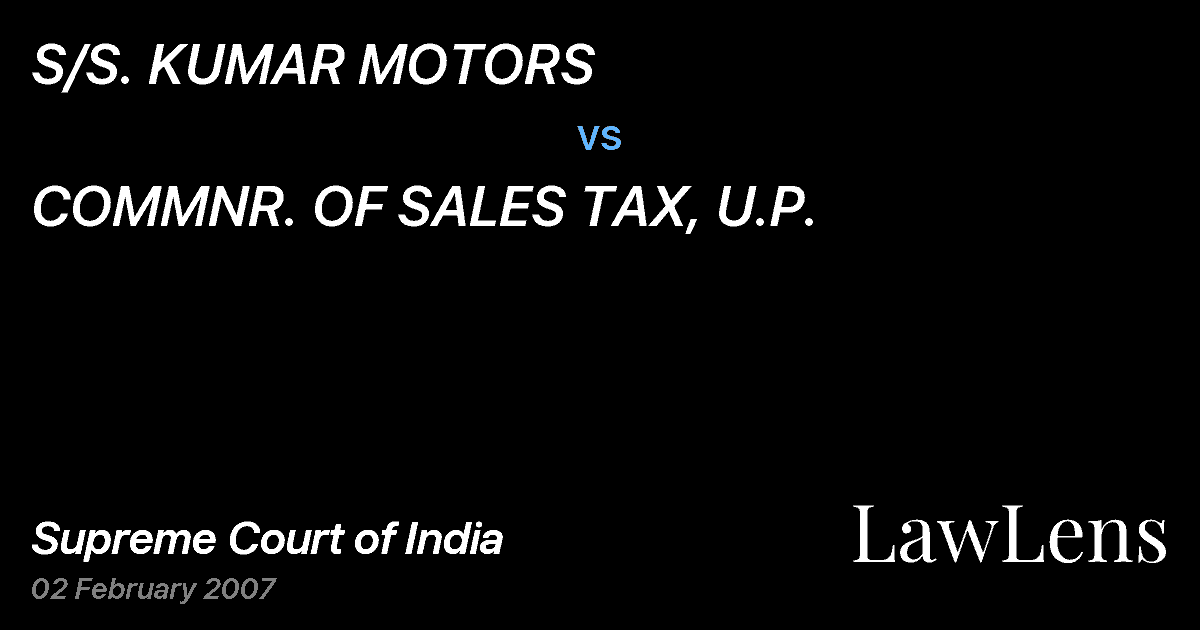 Preview image for S/S. KUMAR MOTORS vs. COMMNR. OF SALES TAX, U.P.