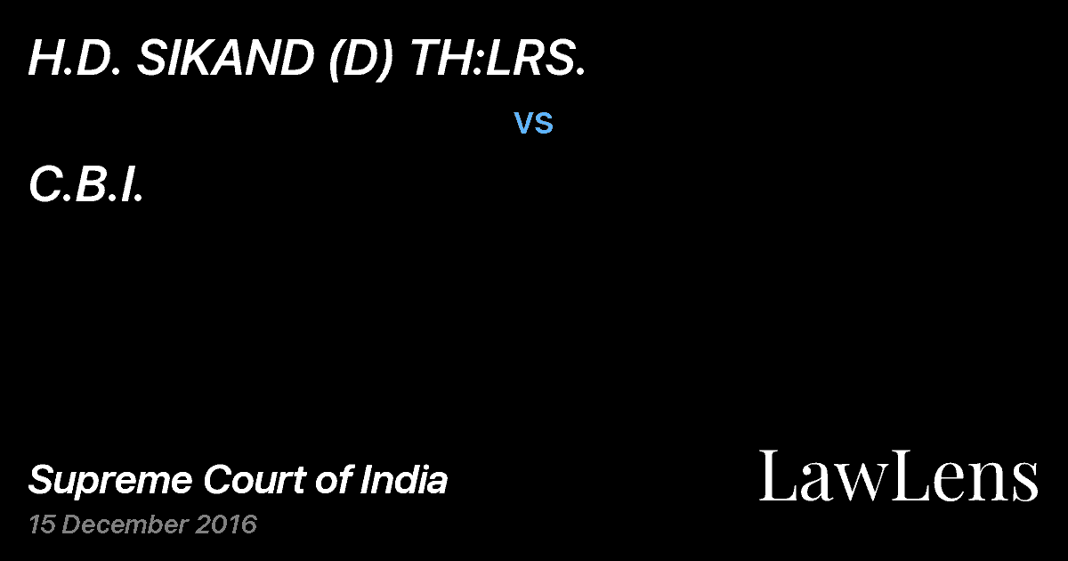 Preview image for H.D. SIKAND (D) TH:LRS. vs. C.B.I.