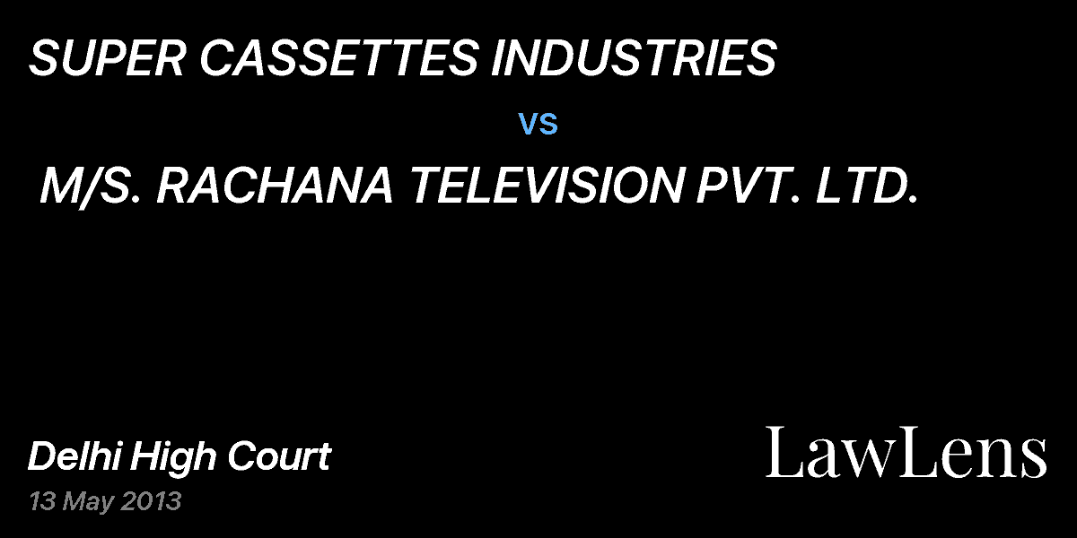 Preview image for SUPER CASSETTES INDUSTRIES  vs.  M/S. RACHANA TELEVISION PVT. LTD. 