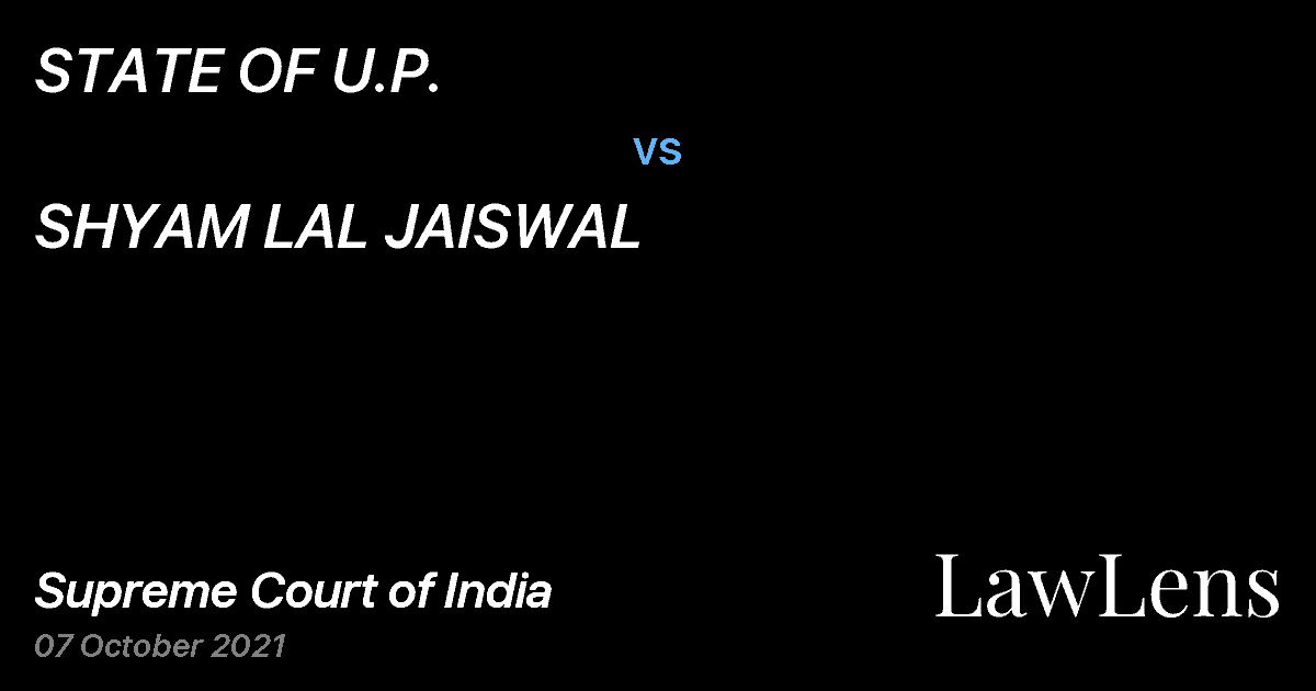 Preview image for STATE OF U.P. vs. SHYAM LAL JAISWAL