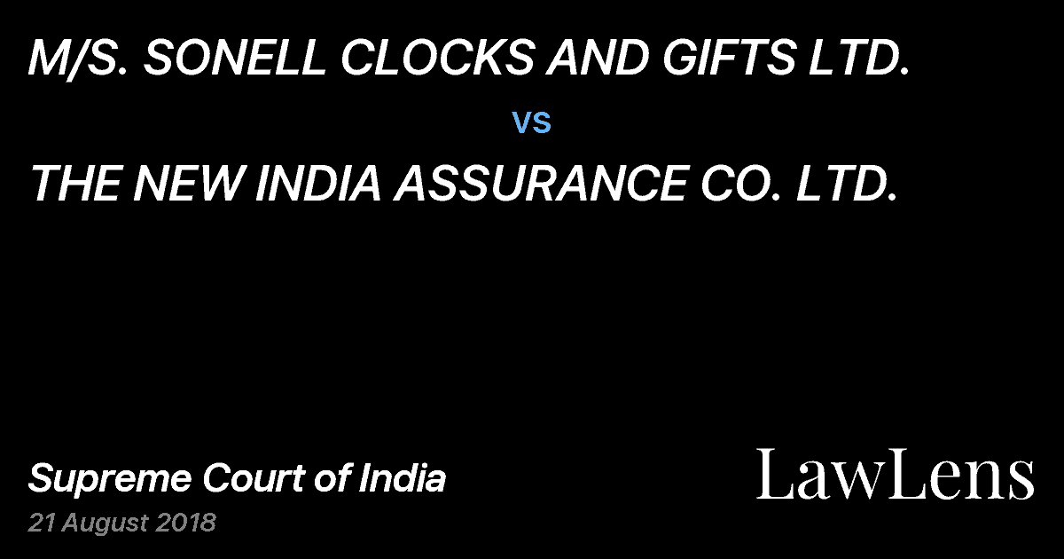 Preview image for M/S. SONELL CLOCKS AND GIFTS LTD. vs. THE NEW INDIA ASSURANCE CO. LTD.