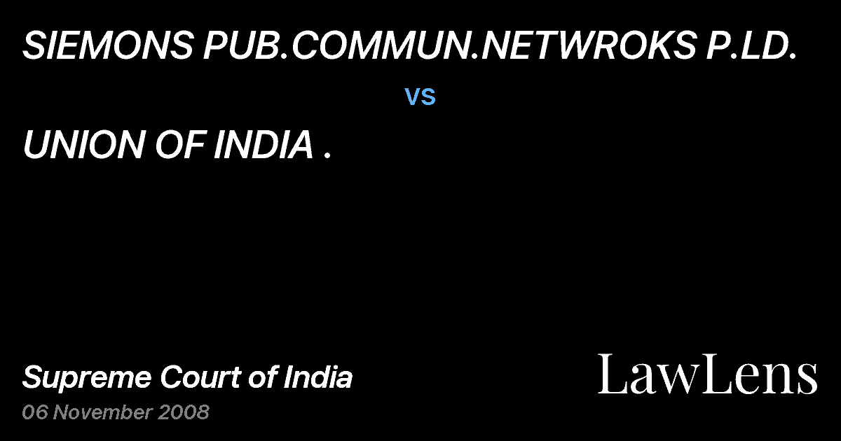 Preview image for SIEMONS PUB.COMMUN.NETWROKS P.LD. vs. UNION OF INDIA .