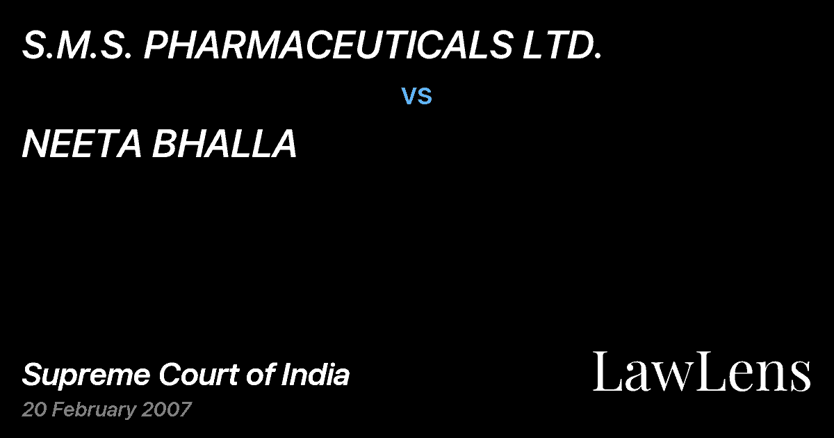 Preview image for S.M.S. PHARMACEUTICALS LTD. vs. NEETA BHALLA