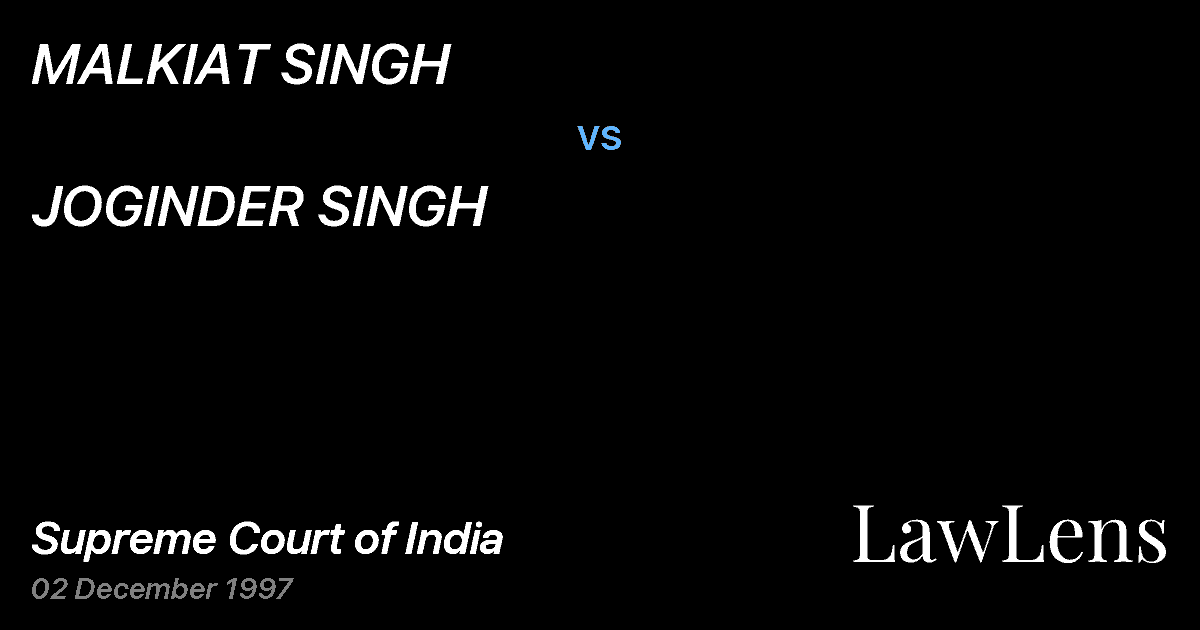 Preview image for MALKIAT SINGH vs. JOGINDER SINGH