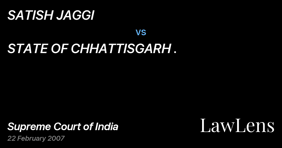 Preview image for SATISH JAGGI vs. STATE OF CHHATTISGARH .