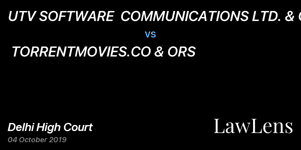 Preview image for UTV SOFTWARE  COMMUNICATIONS LTD. & ORS  vs.  TORRENTMOVIES.CO & ORS