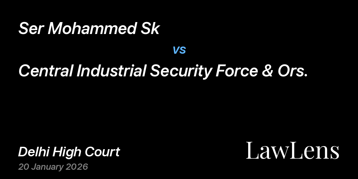 Preview image for Ser Mohammed Sk vs. Central Industrial Security Force & Ors.