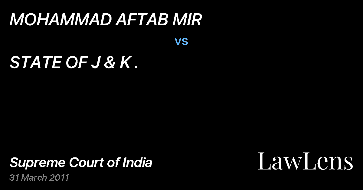 Preview image for MOHAMMAD AFTAB MIR vs. STATE OF J & K .