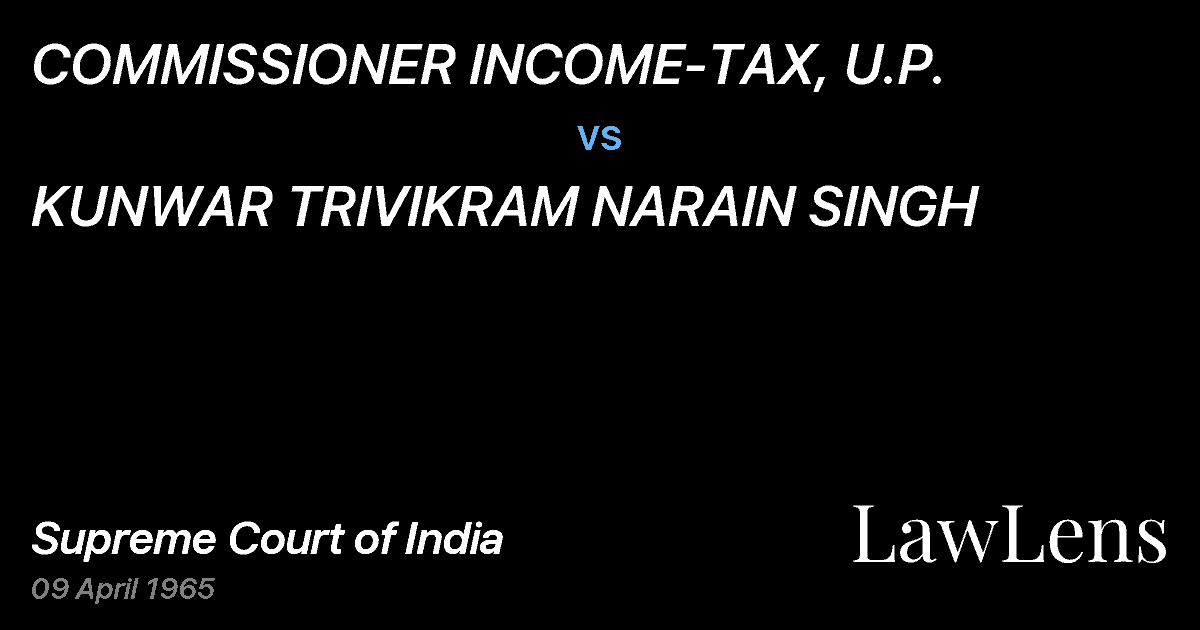Preview image for COMMISSIONER INCOME-TAX, U.P. vs. KUNWAR TRIVIKRAM NARAIN SINGH